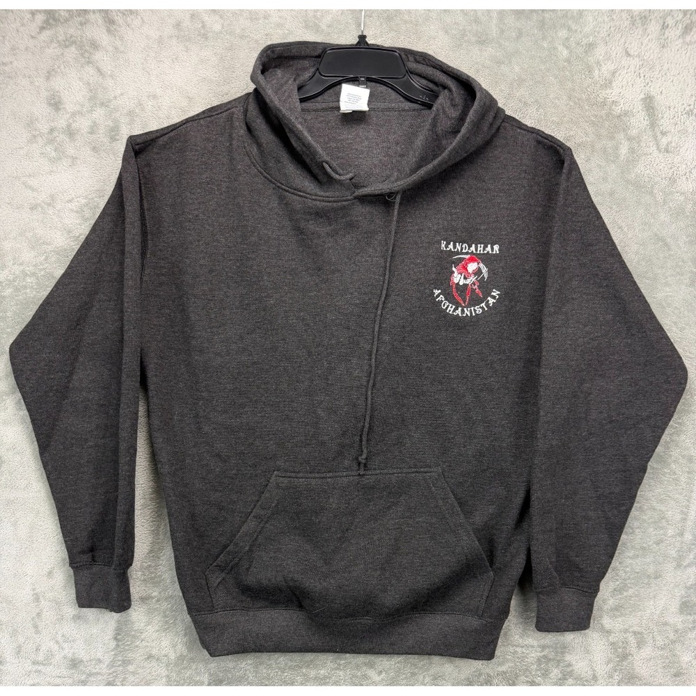 Delta Fleece Men's‎ Sweatshirt Hoodie Sz L Charcoal Gray Kandahar Afghanistan